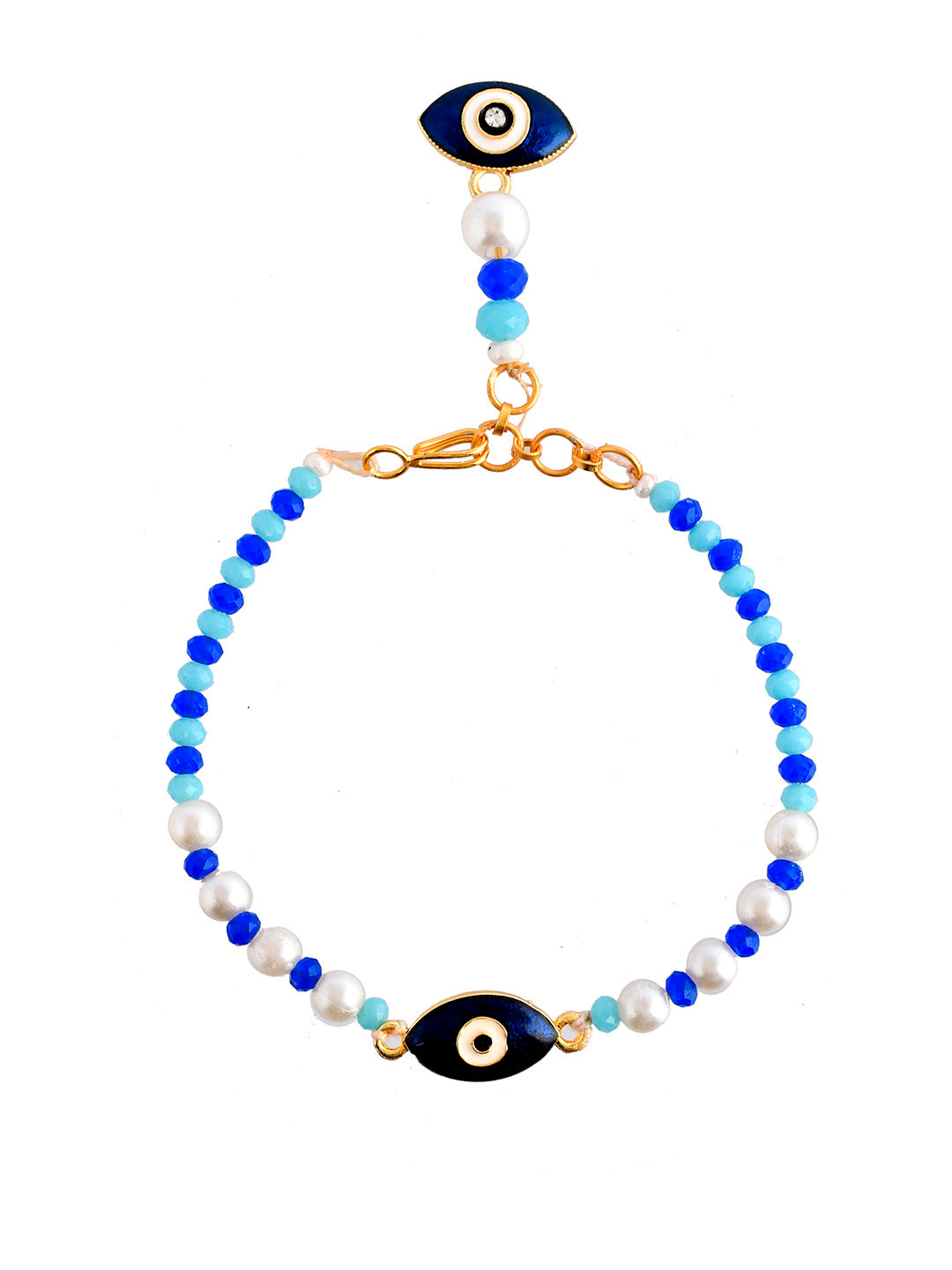 Enameled Evil Eye Bracelet Rakhi adorned with Blue Beads. - Only Rakhi (PRS23134)