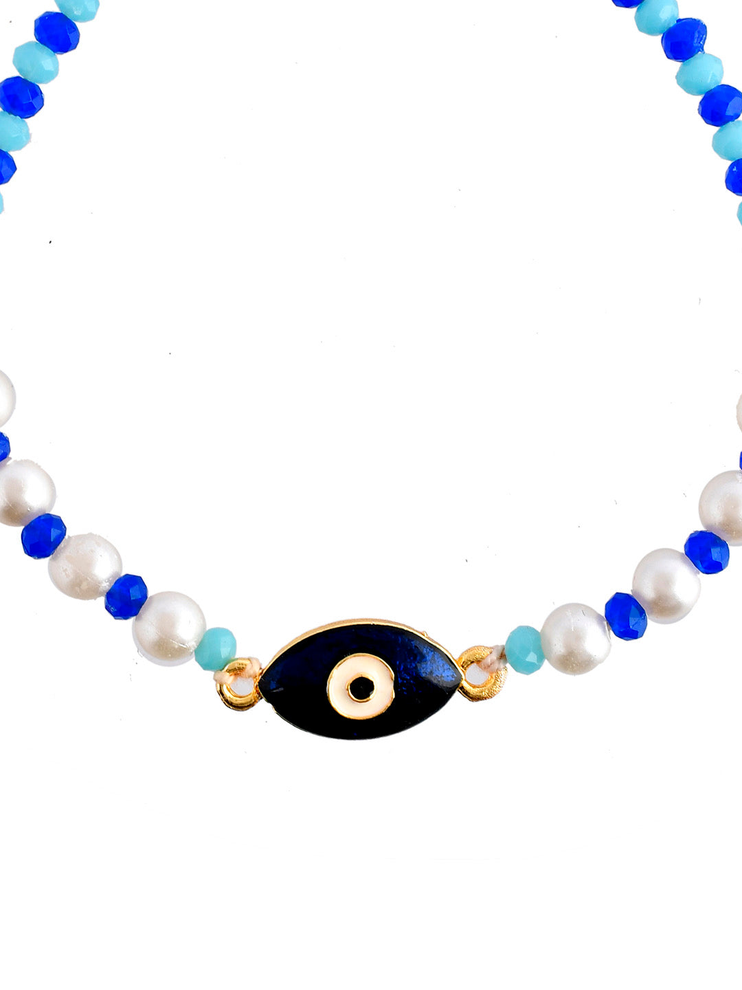 Enameled Evil Eye Bracelet Rakhi adorned with Blue Beads. - Only Rakhi (PRS23134)