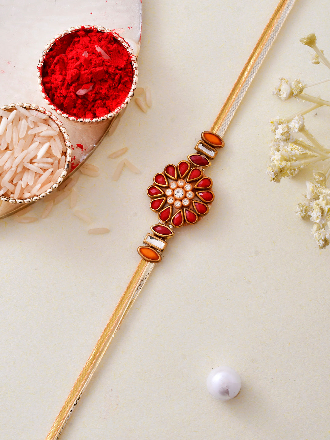 Festive Kundan and Beads Crafted Rakhi - Only Rakhi (PRS2314)