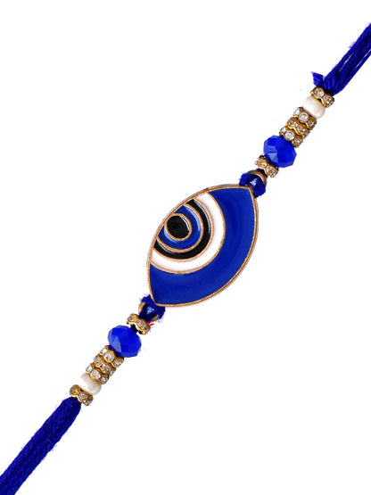 Ceramic Enamled Indigo Nazar Rakshak Rakhi - Only Rakhi (PRS23141)