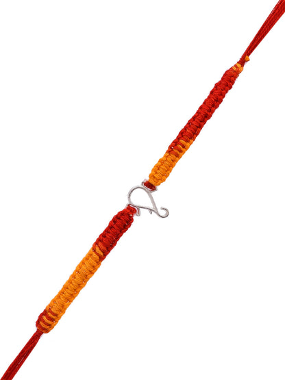 Red Ombre 925 Sterling Silver Ganesha Element Rakhi - Only Rakhi (PRS23142)