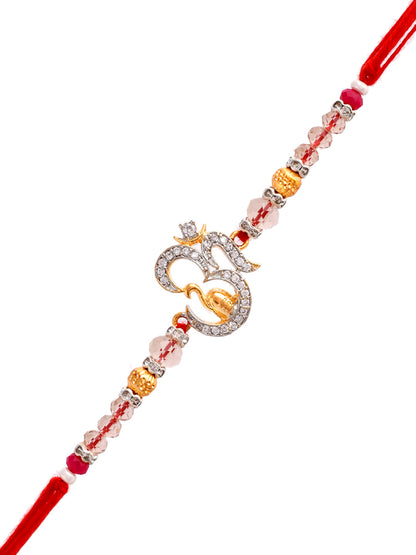 American Diamond Touched OM Patterned Divine Rakhi - Only Rakhi (PRS23146)