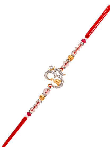American Diamond Touched OM Patterned Divine Rakhi - Only Rakhi (PRS23146)