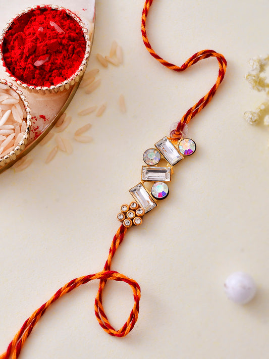 Celestial Diamond Stone Crafted Dazzling Rakhi - Only Rakhi (PRS2317)