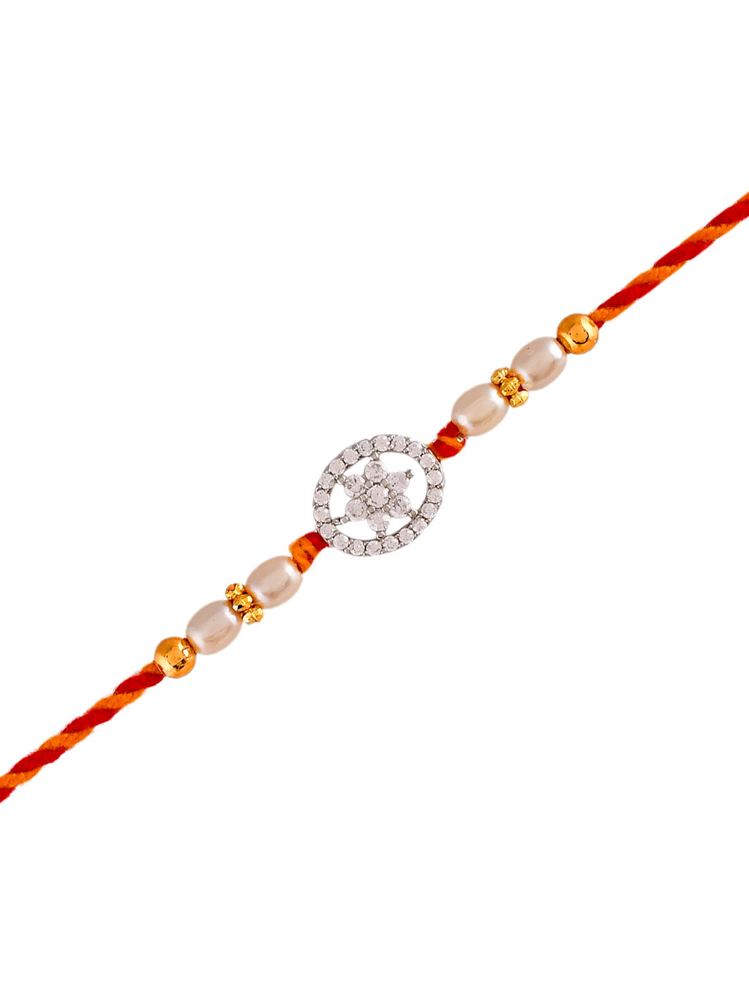 American Diamond Studded Exquisite Braided Silver Rakhi - Only Rakhi (PRS23177)