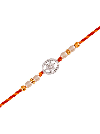 American Diamond Studded Exquisite Braided Silver Rakhi - Only Rakhi (PRS23177)