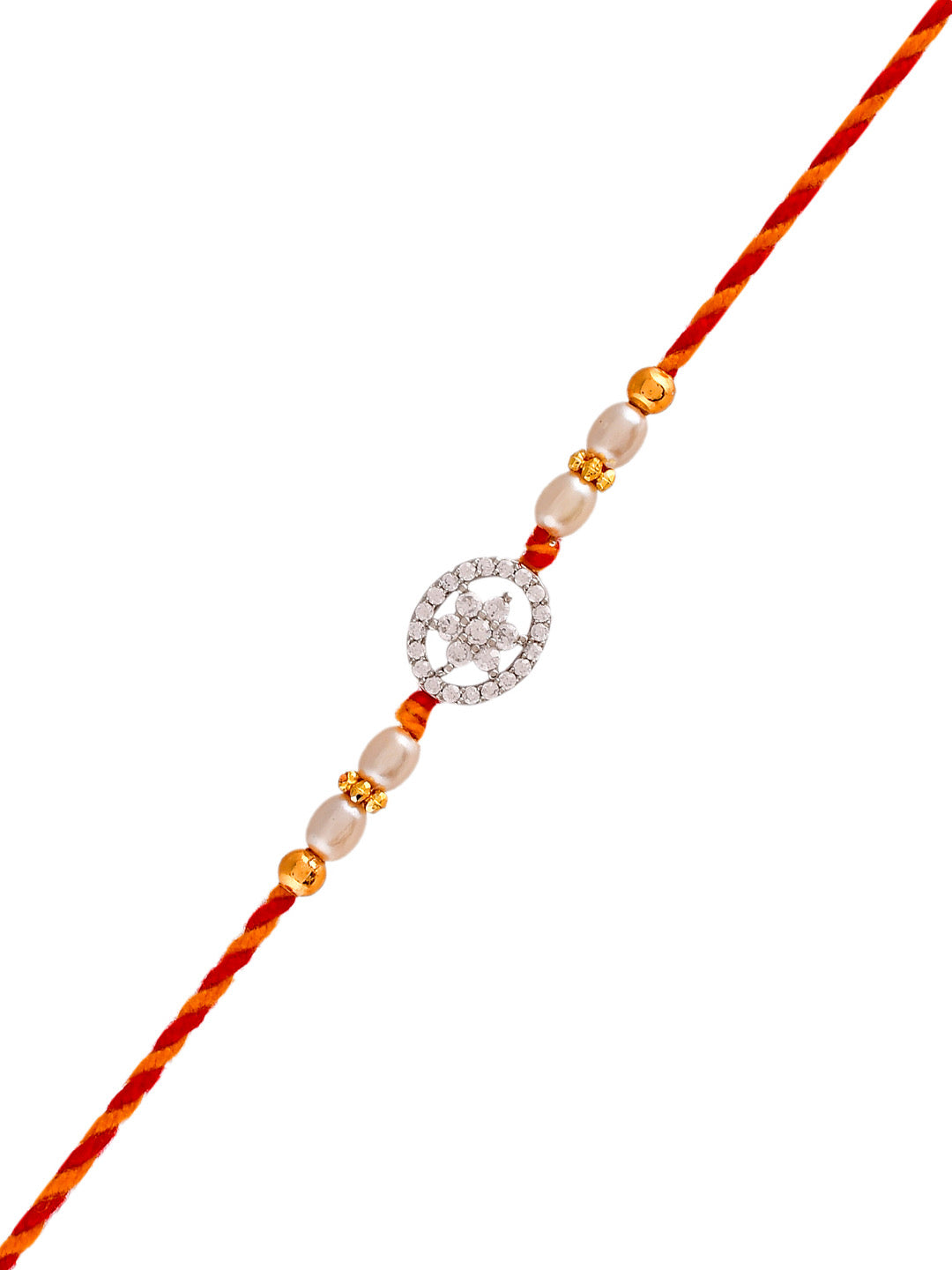 American Diamond Studded Exquisite Braided Silver Rakhi - Only Rakhi (PRS23177)