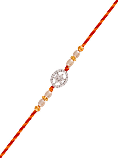 American Diamond Studded Exquisite Braided Silver Rakhi - Only Rakhi (PRS23177)