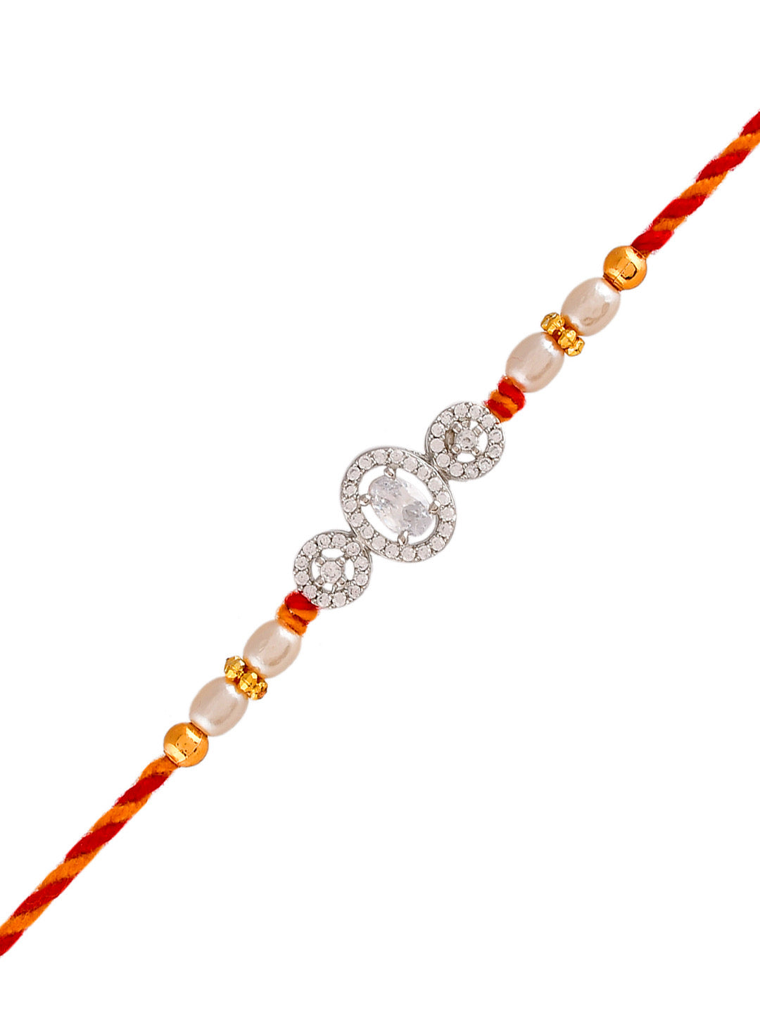 Diamond Looked & Pearl Finished Exquisite Rakhi - Only Rakhi (PRS23179)