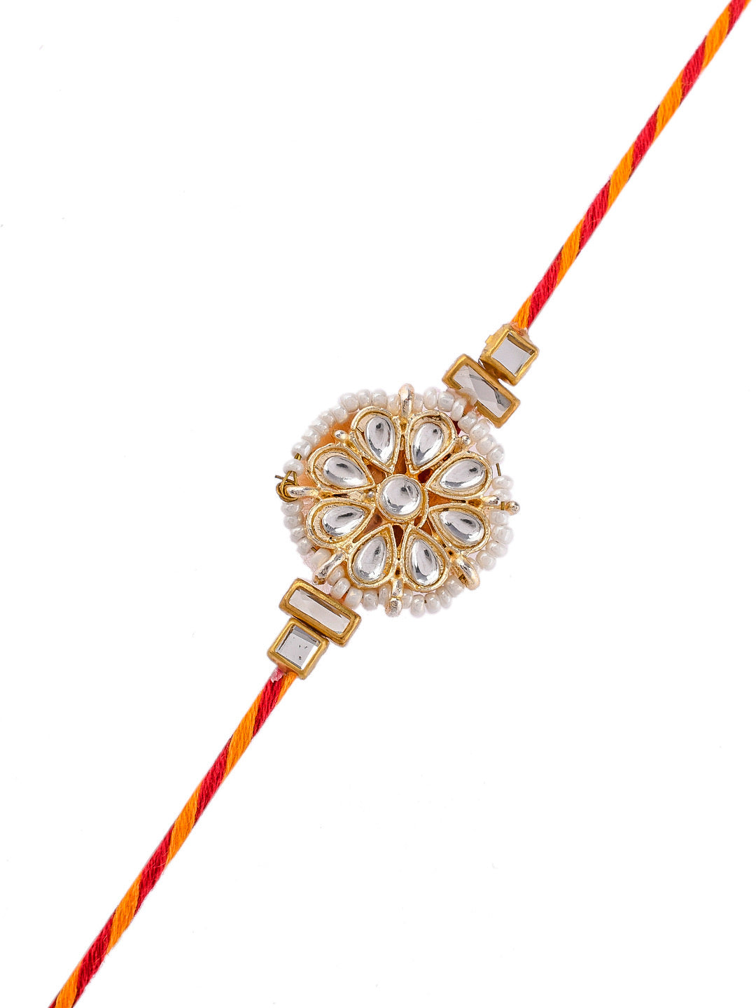 Sequin & Pearl Decorated Stylish Floral Rakhi - Only Rakhi (PRS2318)