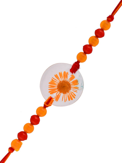 Real Dried Flower Resin Elegant Rakhi - Only Rakhi (PRS23182)