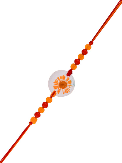 Real Dried Flower Resin Elegant Rakhi - Only Rakhi (PRS23182)