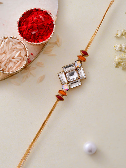 American Diamond crafted Dazzling Geometric Rakhi - Only Rakhi (PRS2319)