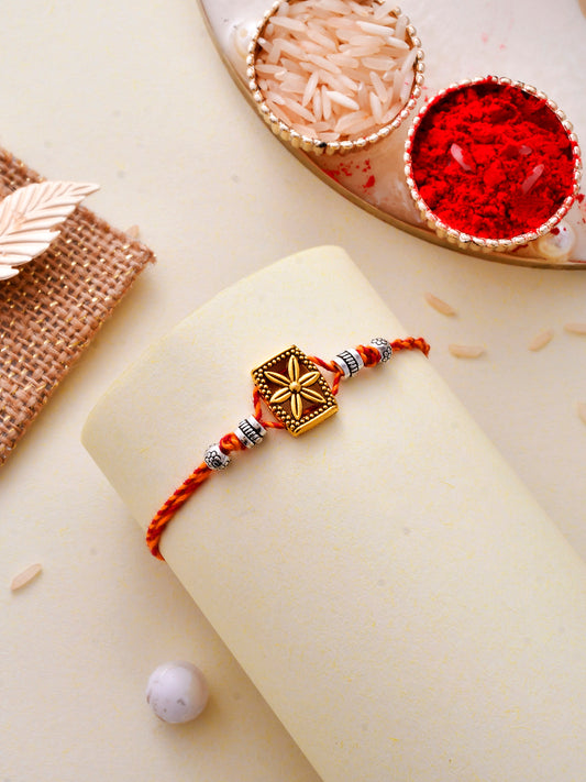 Silver Beaded Traditional Rakhi - Only Rakhi (PRS2325)