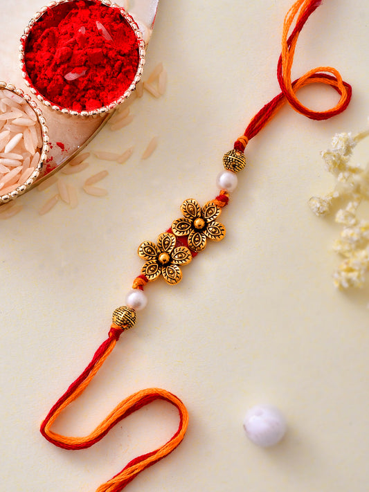 Beautiful Twin Flower Bhaiya Rakhi - Only Rakhi (PRS2327)