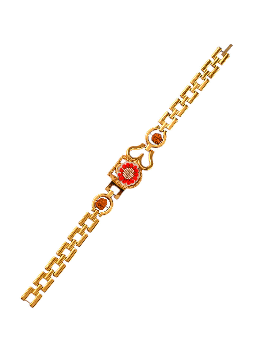 Beads woven Golden Premium Bracelet - Only Rakhi (PRS2329)