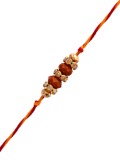 Rudraksha & Beads Woven Traditional Moli Rakhi - Only Rakhi (PRS2331)