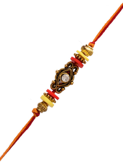 Antique Motif Carved Traditional Rakhi - Only Rakhi (PRS2335)