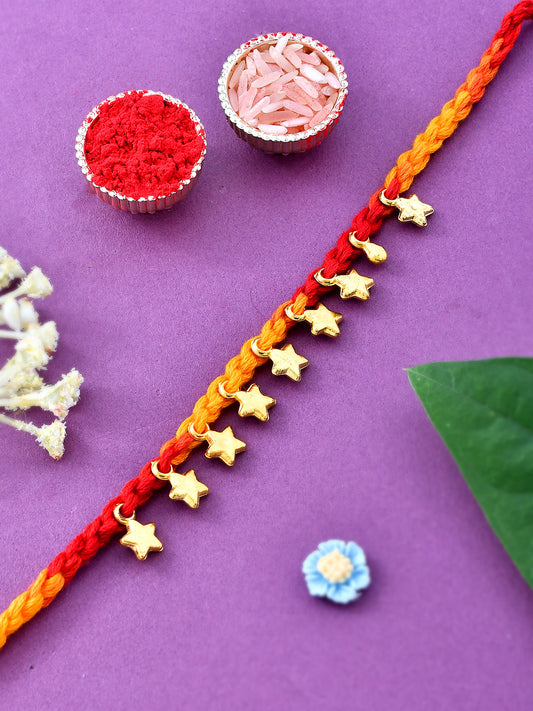 Golden Star Woven Sparkling Rakhi - Only Rakhi (PRS2338)
