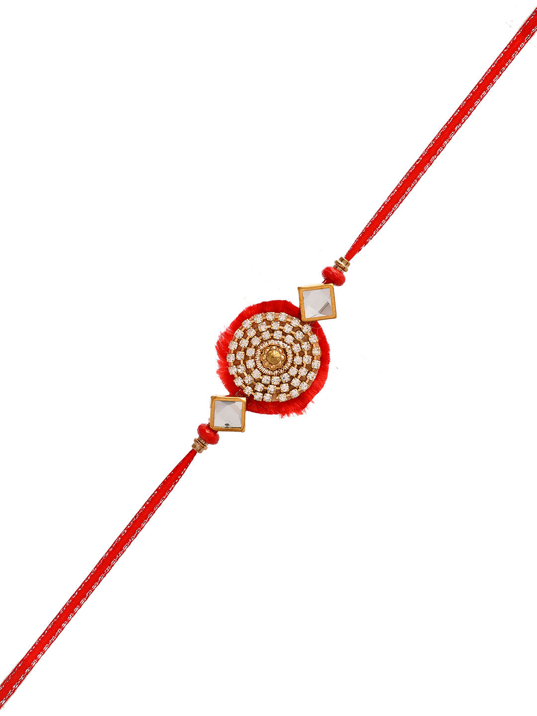 Scarlet Red Resham Embellished Rakhi - Only Rakhi (PRS2351)