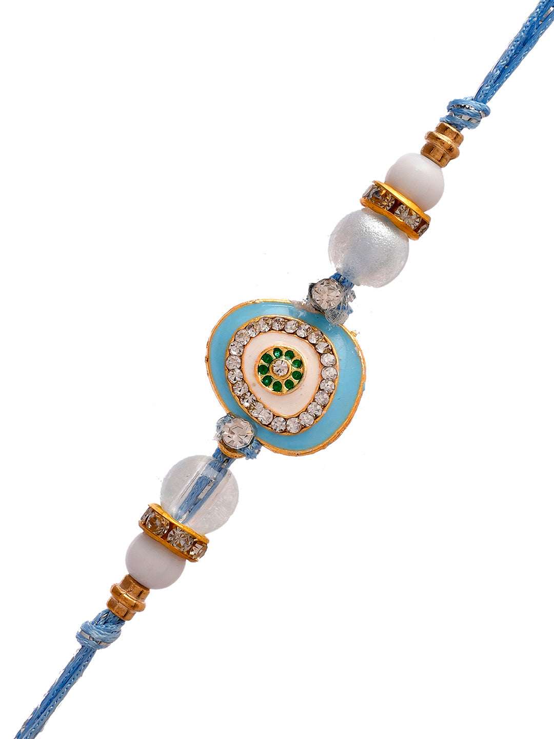 Pastel Blue Ceramic Enamled Elegant Rakhi - Only Rakhi (PRS2353)