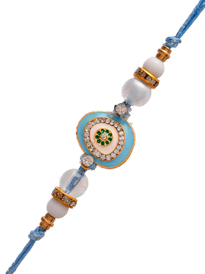 Pastel Blue Ceramic Enamled Elegant Rakhi - Only Rakhi (PRS2353)