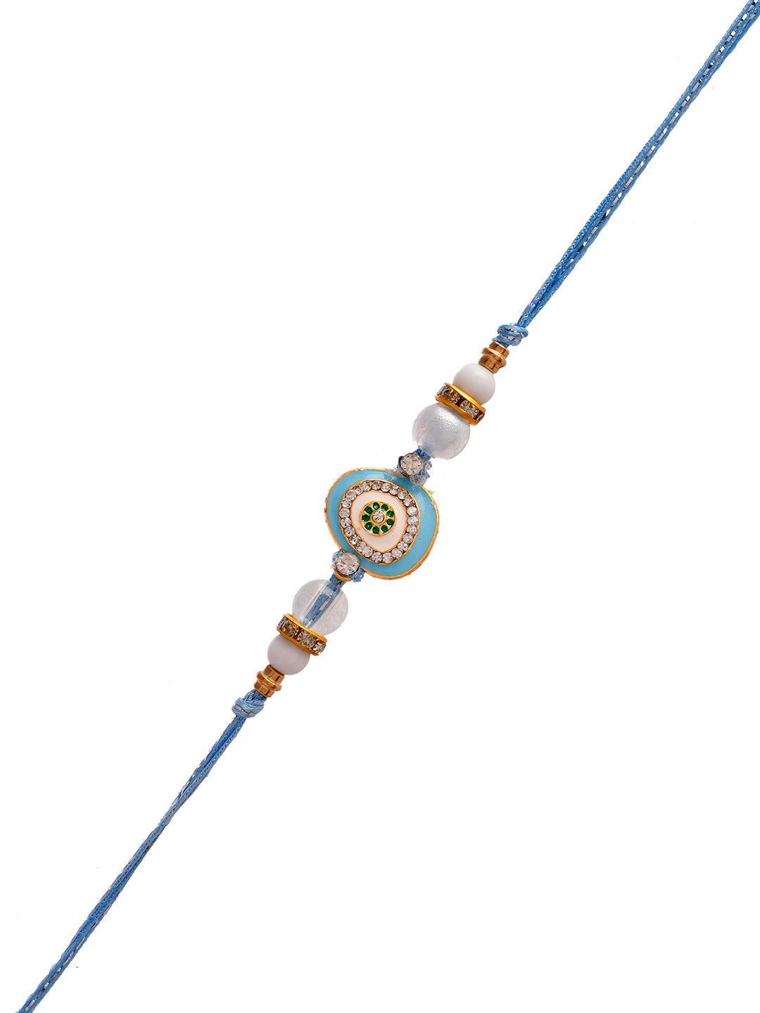 Pastel Blue Ceramic Enamled Elegant Rakhi - Only Rakhi (PRS2353)