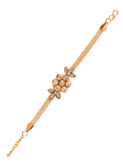 Kundan & Stones Embellished Charming Floral Bracelet Rakhi - Only Rakhi (PRS2354)