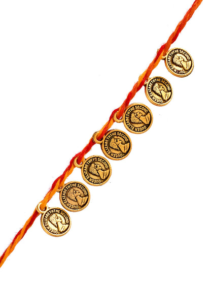 Golden Coin Woven Braided Rakhi - Only Rakhi (PRS2357)