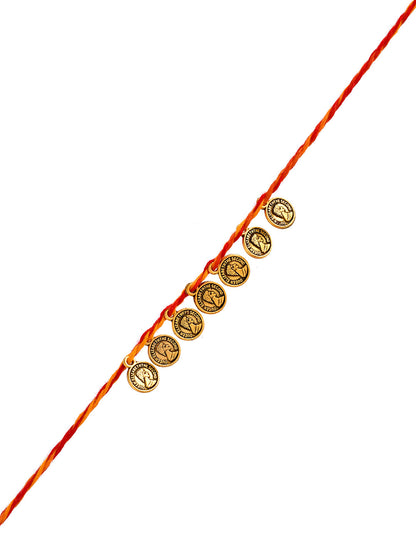 Golden Coin Woven Braided Rakhi - Only Rakhi (PRS2357)