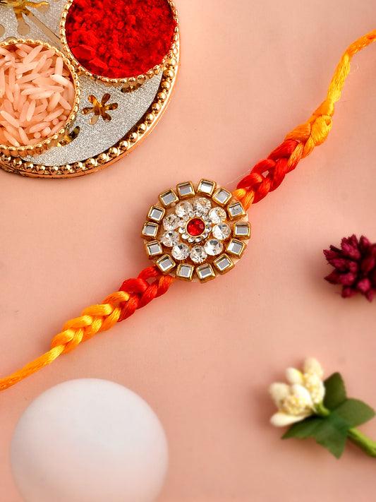 Multi-Embellished Flower Patterned Ombre Rakhi - Only Rakhi (PRS2362)