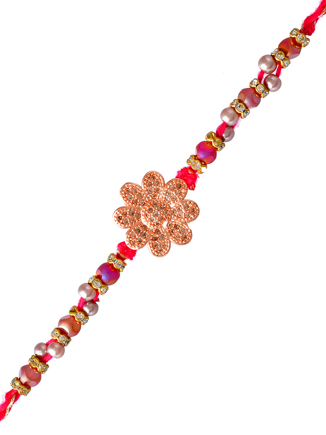 Floral Shaped Metallic Golden Rakhi - Only Rakhi (PRS2372)