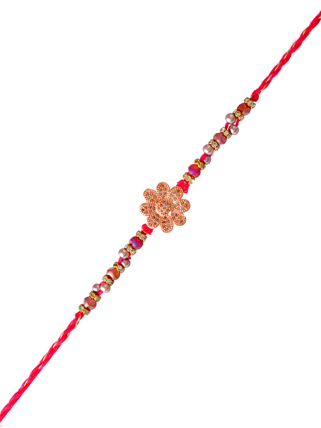 Floral Shaped Metallic Golden Rakhi - Only Rakhi (PRS2372)