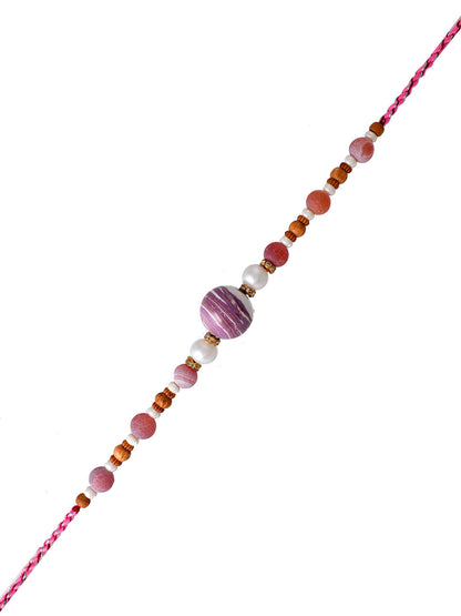 Purple Sapphire & Embellished Beads Colorful Rakhi - Only Rakhi (PRS2376)