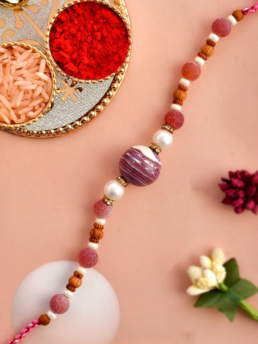Purple Sapphire & Embellished Beads Colorful Rakhi - Only Rakhi (PRS2376)