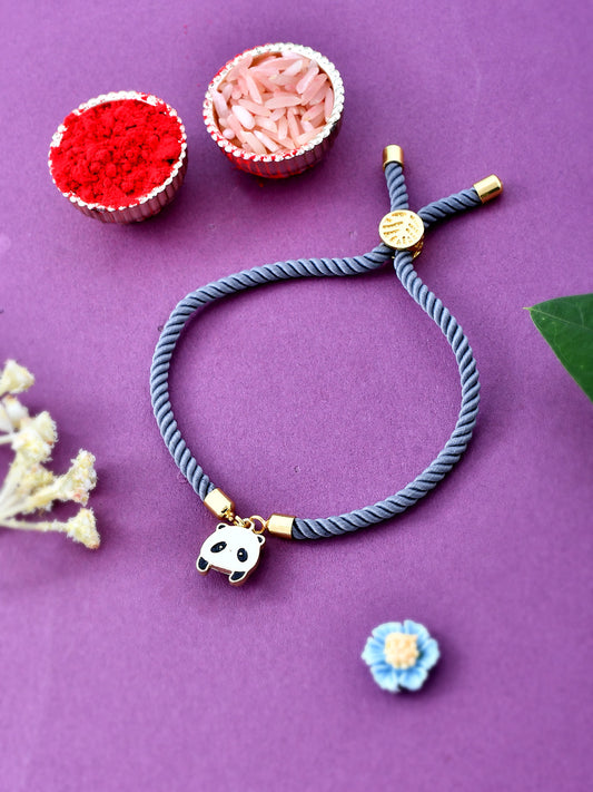 Enameled Metal Panda Joyful Bracelet Rakhi - Only Rakhi (PRS2382)