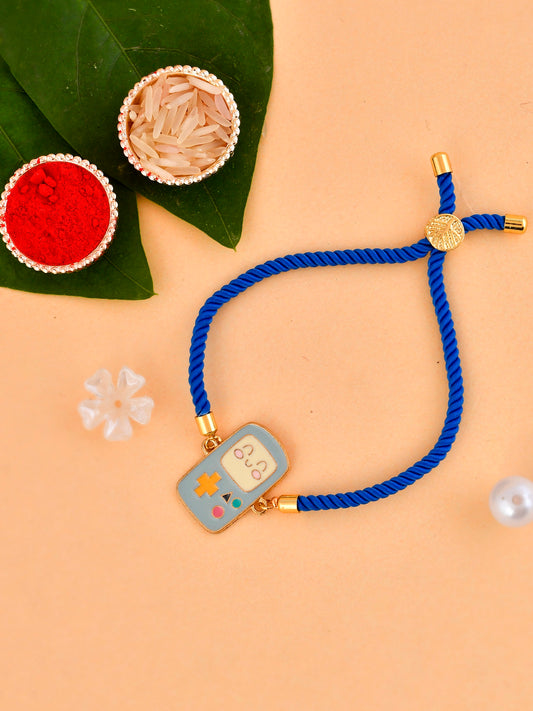 Ceramic Enamled Blue Gameboy Console Bracelet Rakhi - Only Rakhi (PRS2384)