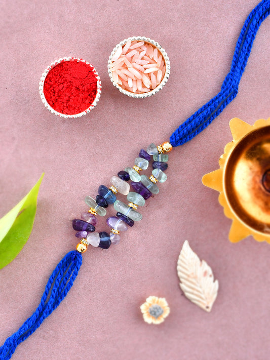 Violet & Blue Crystalized Celestial Rakhi - Only Rakhi (PRS2389)