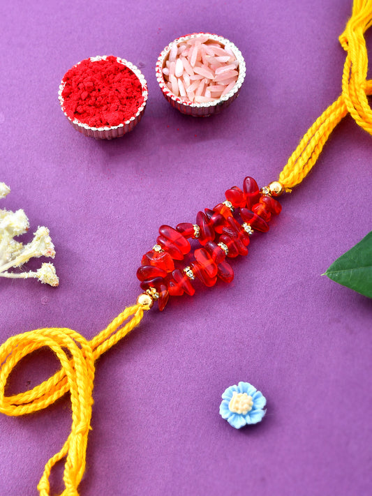 Ethereal Ruby Red Crystalized Celestial Rakhi - Only Rakhi (PRS2390)