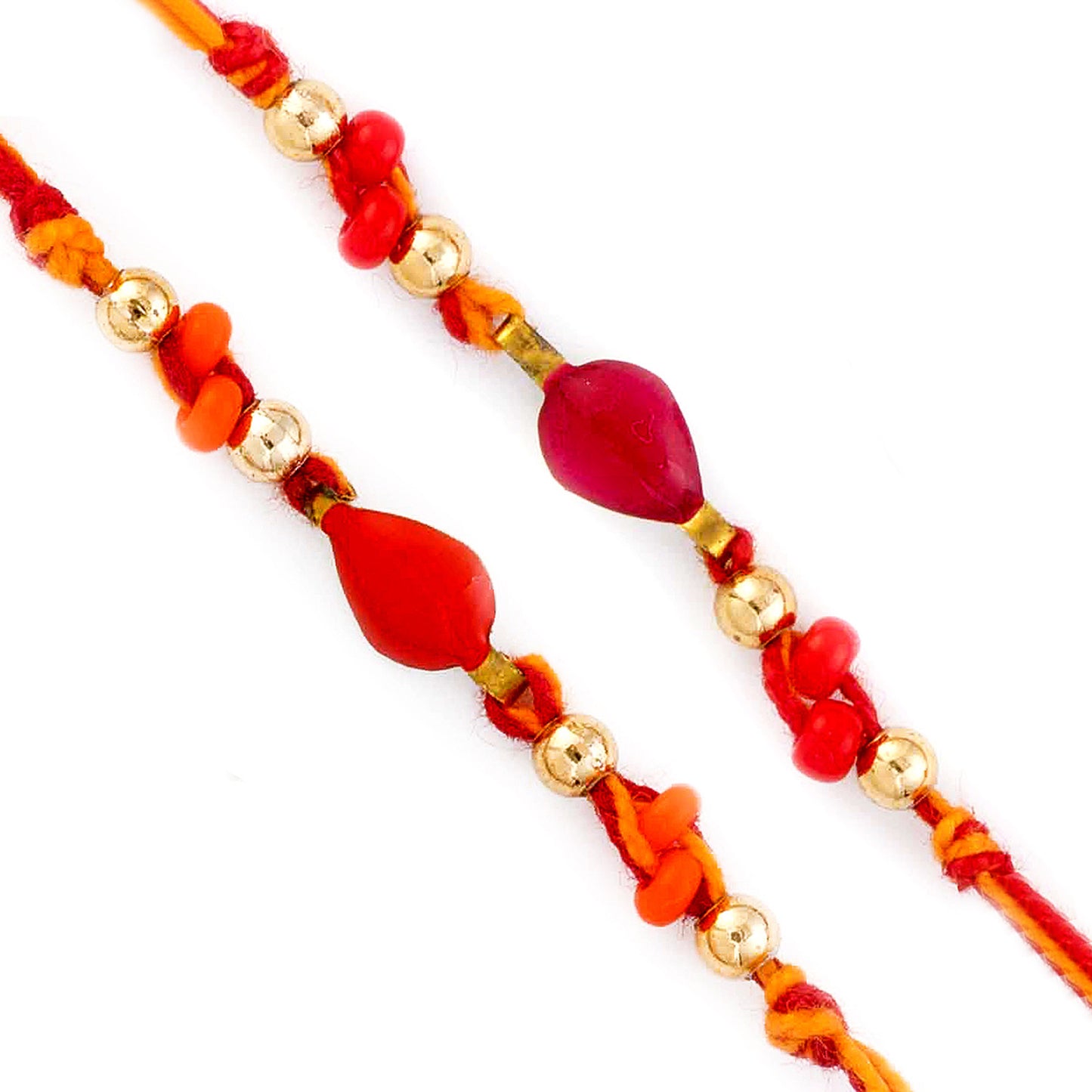 Aapno Rajasthan Set of 2 Orange & Red Beads Studded Rakhi - Default Title (PST17211)