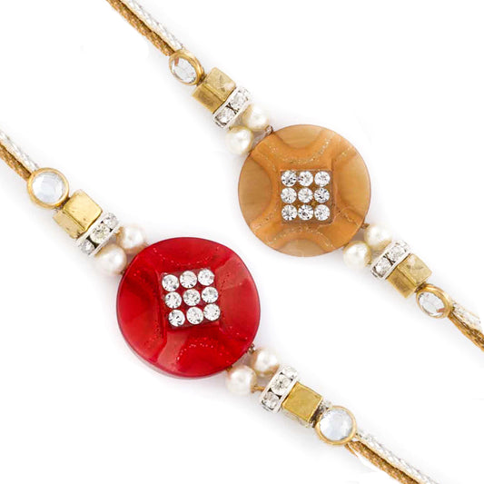 Aapno Rajasthan Set of 2 Red & Beige Elegant Rakhi - Default Title (PST17213)