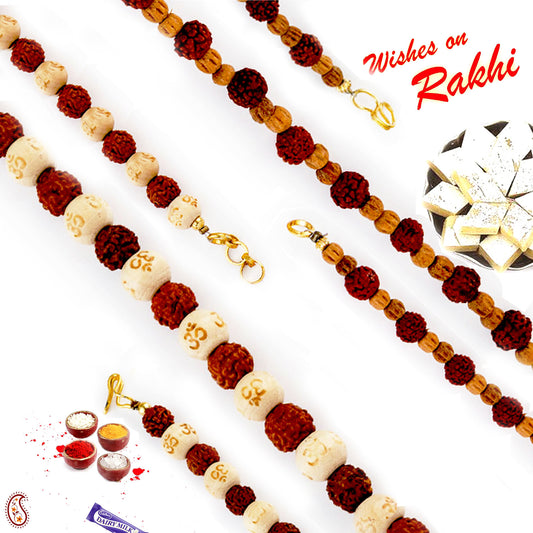 Aapno Rajasthan Set of 2 Beads & Rudraksh Embellished Bracelet Rakhi - Default Title (PST19202)