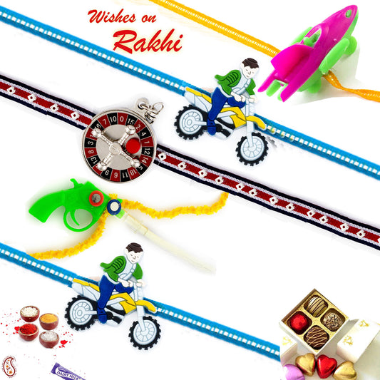 Aapno Rajasthan Set of 5 Colourful Motif Kids Rakhi - Default Title (PST20529)