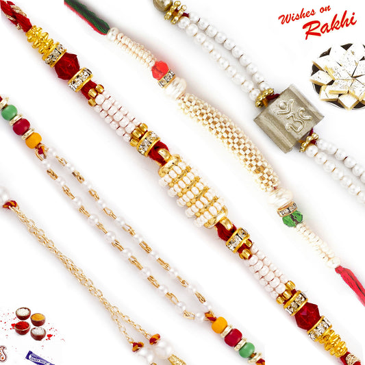 Aapno Rajasthan Set of 5 Bracelet style Pearl Rakhi - Default Title (PST20536)