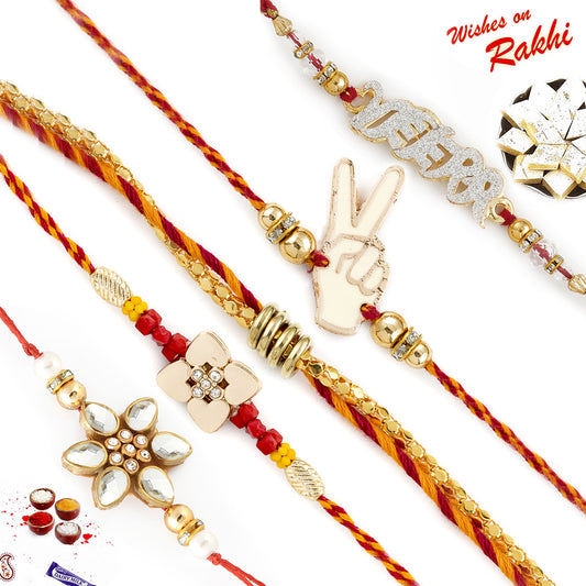 Aapno Rajasthan Set of 5 Goldwork Premium Rakhi - Default Title (PST20543)