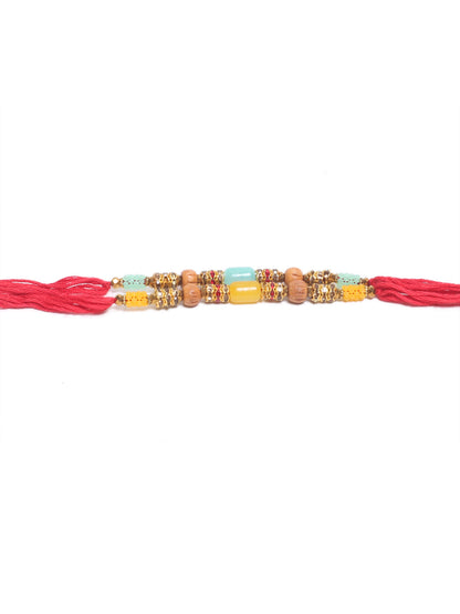 Yellow and Blue Beaded Stylish Set of Two Rakhi - Default Title (PST21217)