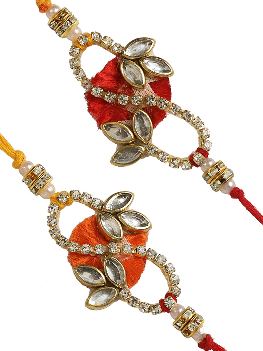 Infinity Diamond and Kundan Work Rakhi Set of Two - Only Rakhi (PST22605_2)