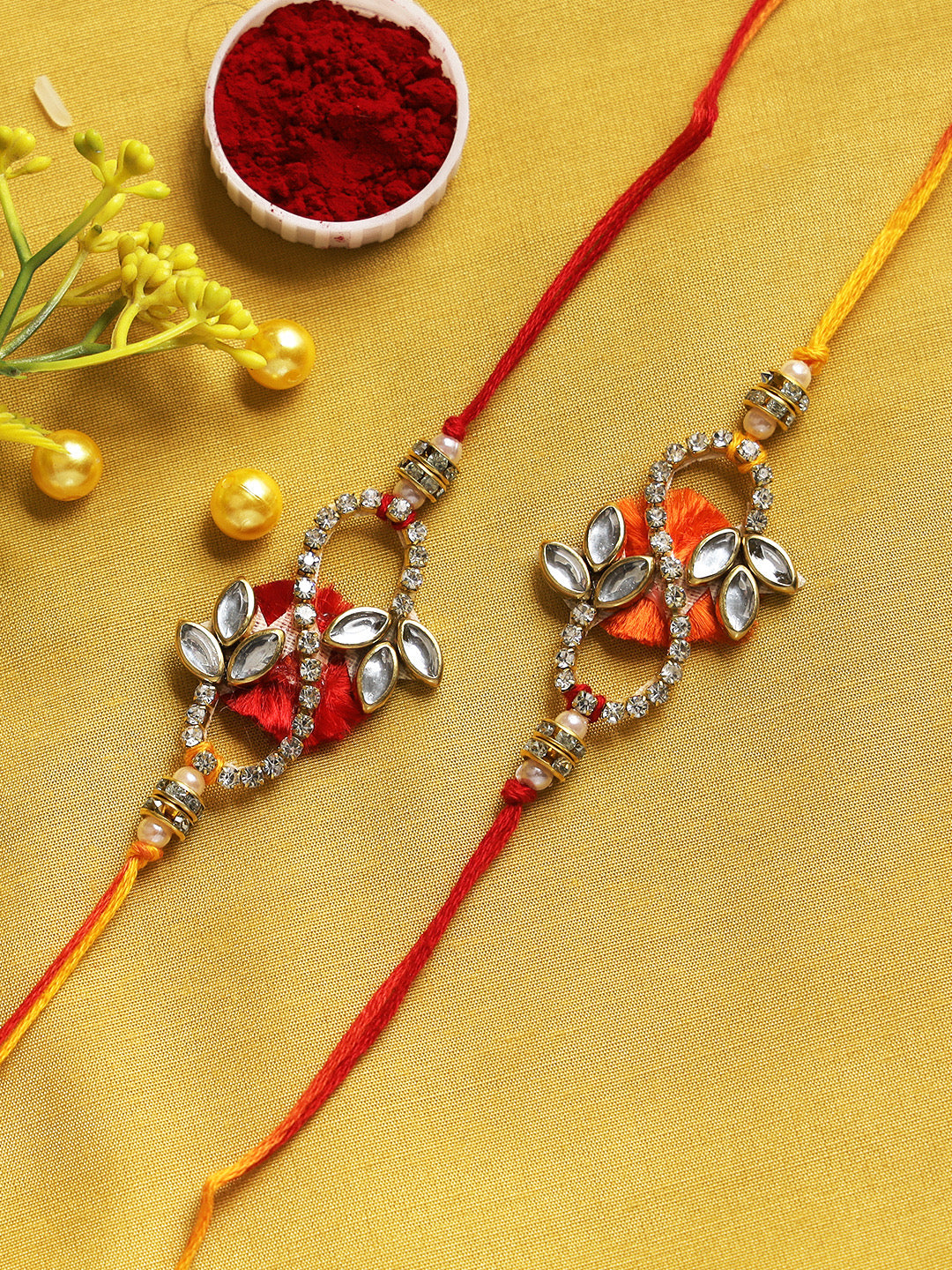 Infinity Diamond and Kundan Work Rakhi Set of Two - Only Rakhi (PST22605_2)