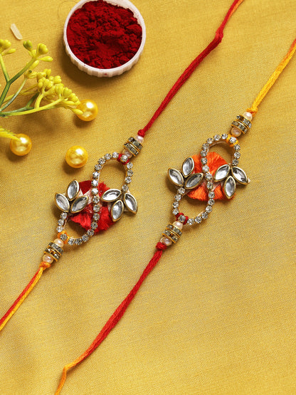 Infinity Diamond and Kundan Work Rakhi Set of Two - Only Rakhi (PST22605_2)