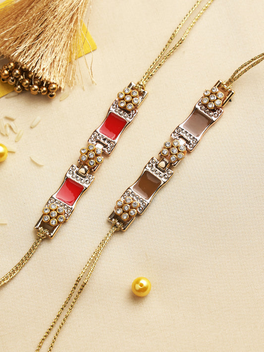 Bracelet Pattern Stylish Rakhi Set of Two - Only Rakhi (PST22608_2)